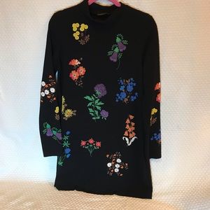 Zara floral black dress